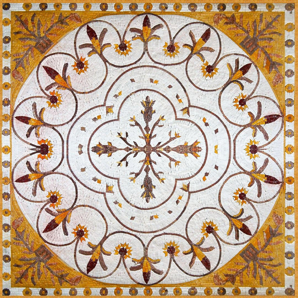 Panel de mosaico botánico o incrustaciones de piso - Hadi