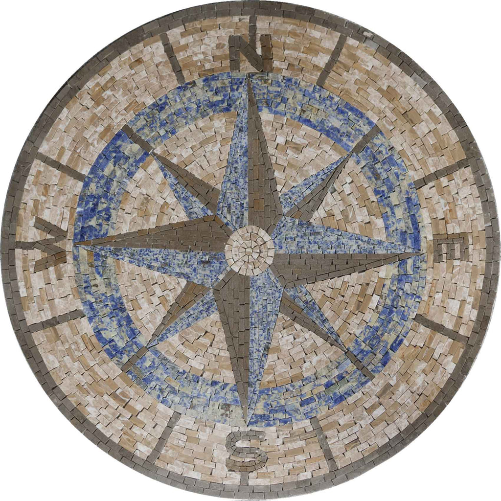Seashore - Medalhão de mosaico de bússola | mosaico