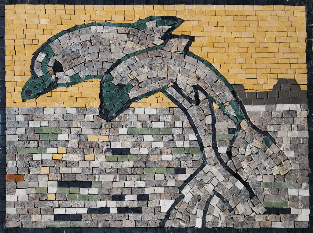 Dois lindos mosaicos de golfinhos
