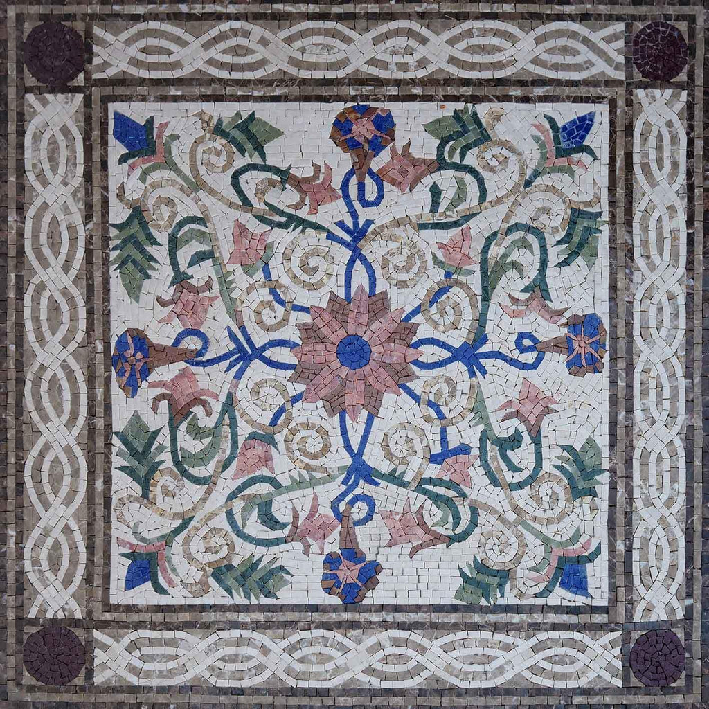 Blumen-Mosaik-Kunst-Fliese - Maha