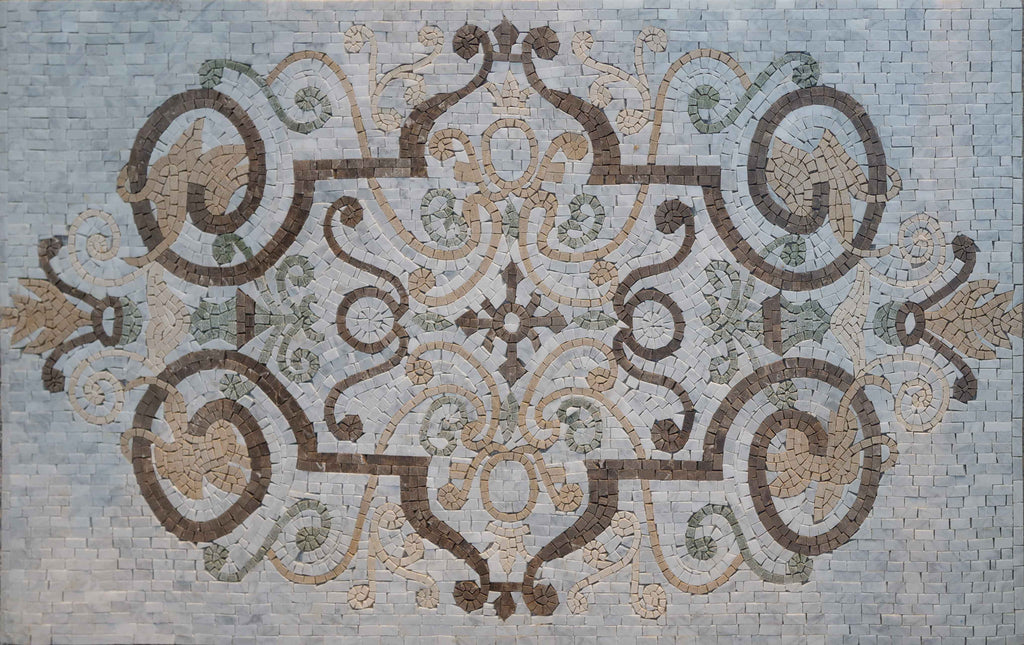 Mosaico de tapete de área - Ceiba cinza