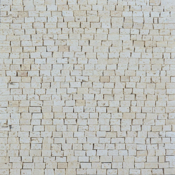 Brick Arrangement - Marble Mosaic Wall Art Sheet Travertino Beige - Mesh Backing