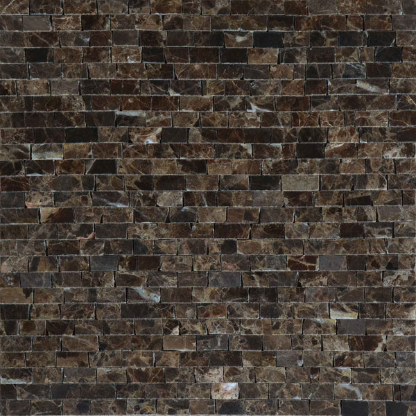 Brick Geometric - Marble Custom Mosaic Art Sheet - Emperador Dark -  Mesh Backing