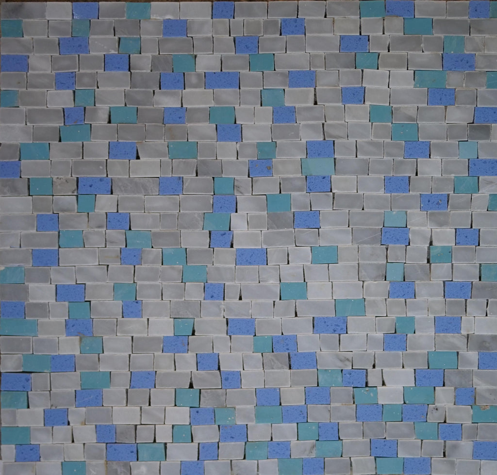 Feuille de marbre mosaïque-bleu Macaubas