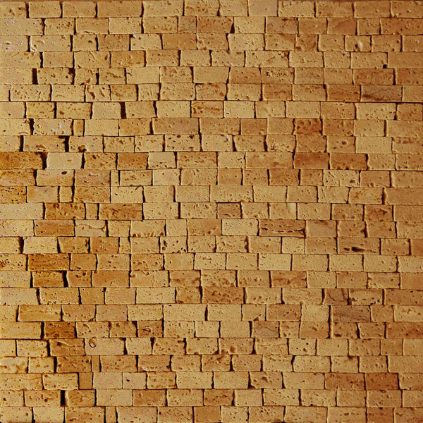 Pls Rectangular Block Pattern Sheet - Travertino Gold Marble Smalti Mosaic Art -  Mesh Backing