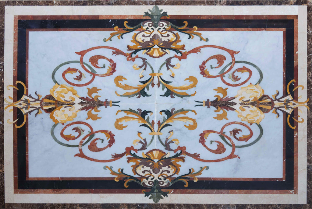 Hojas arremolinadas - Arte de mosaico de chorro de agua | Flores Y Arboles | Mozaico