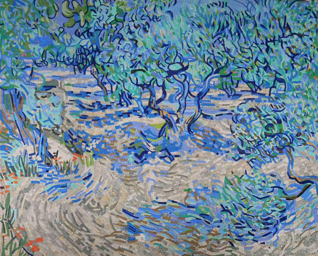 Reproduction mosaïque du verger d'oliviers - Van Gogh