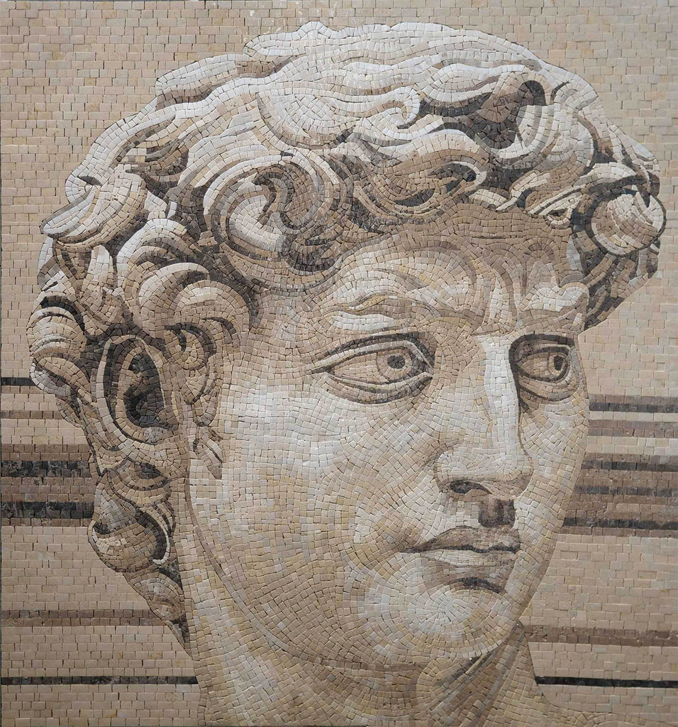Michelangelo-Mosaik-Reproduktion – griechische Statue