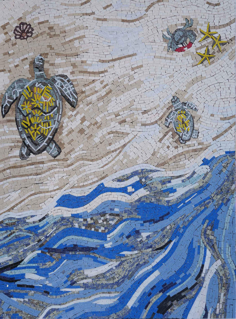 Mosaico da spiaggia - La famiglia delle tartarughe