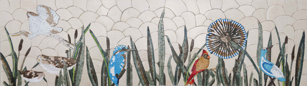 Arte em mosaico de pássaros - pássaros coloridos