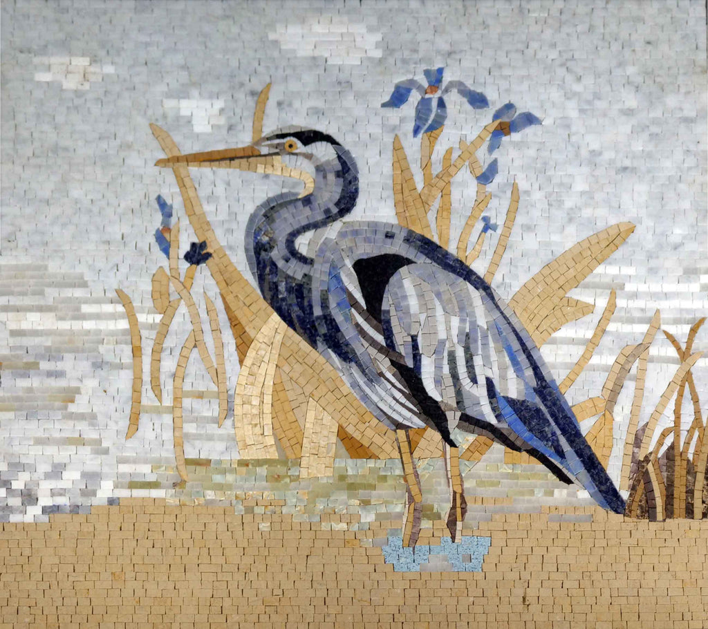 Art de la mosaïque d'oiseaux - Héron cendré