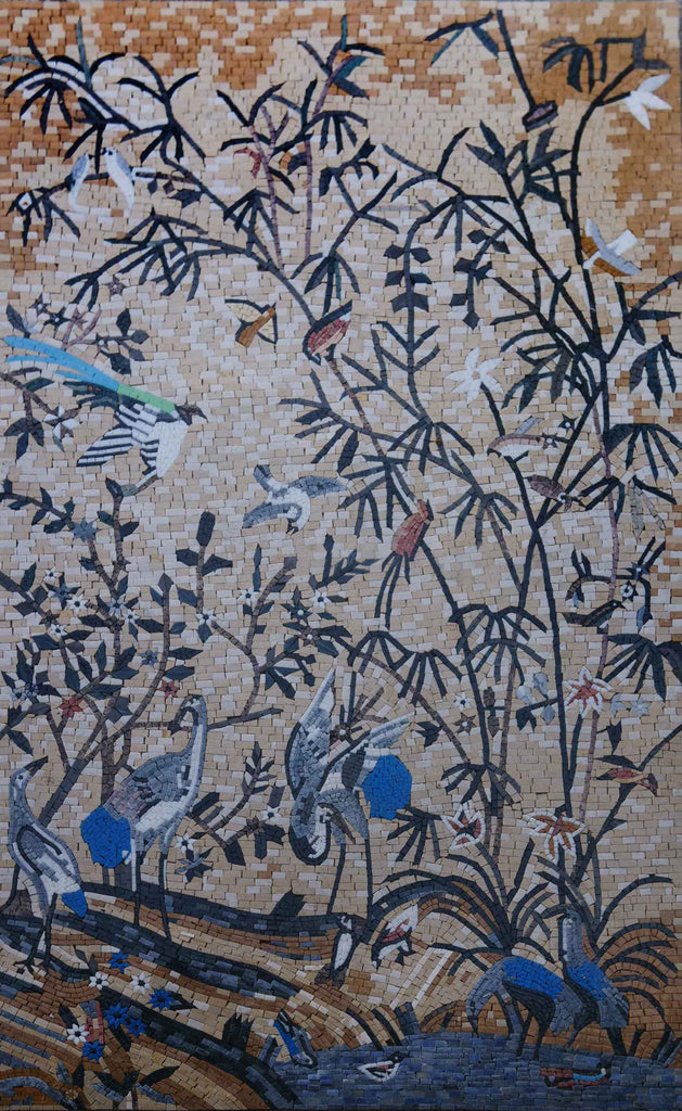 Arte de mosaico de pájaros - La jungla de pájaros