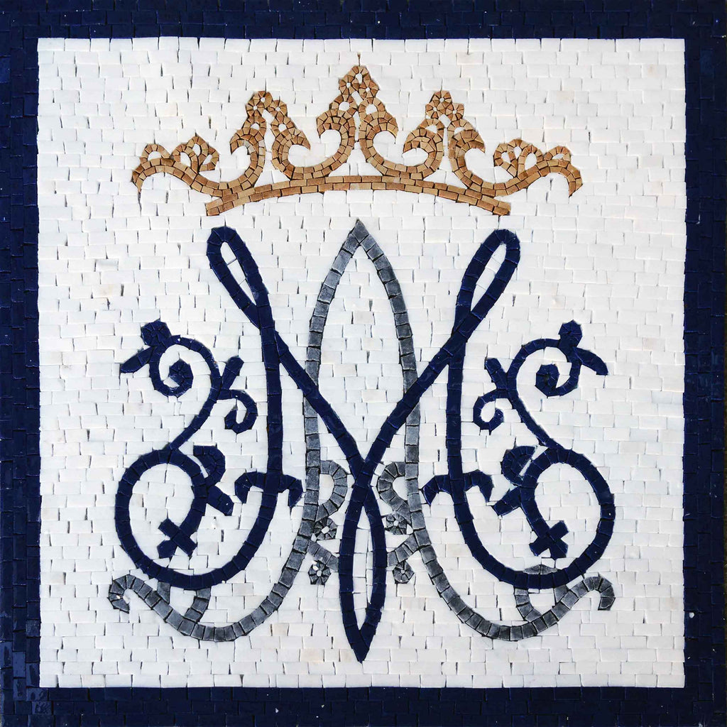 Arte em mosaico personalizada - M coroado