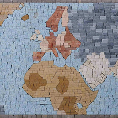 World Map Mosaic - Custom Luxury Handcrafted Stone Art - Mesh Backing