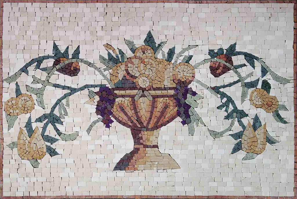 Cesta de comida - Obra de mosaico