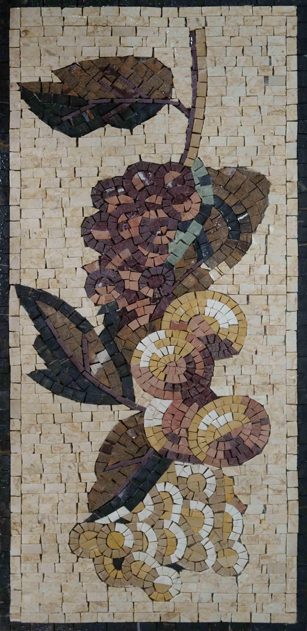 Fruit Arrangement - Marble Custom Made Mosaic - Mesh Backing