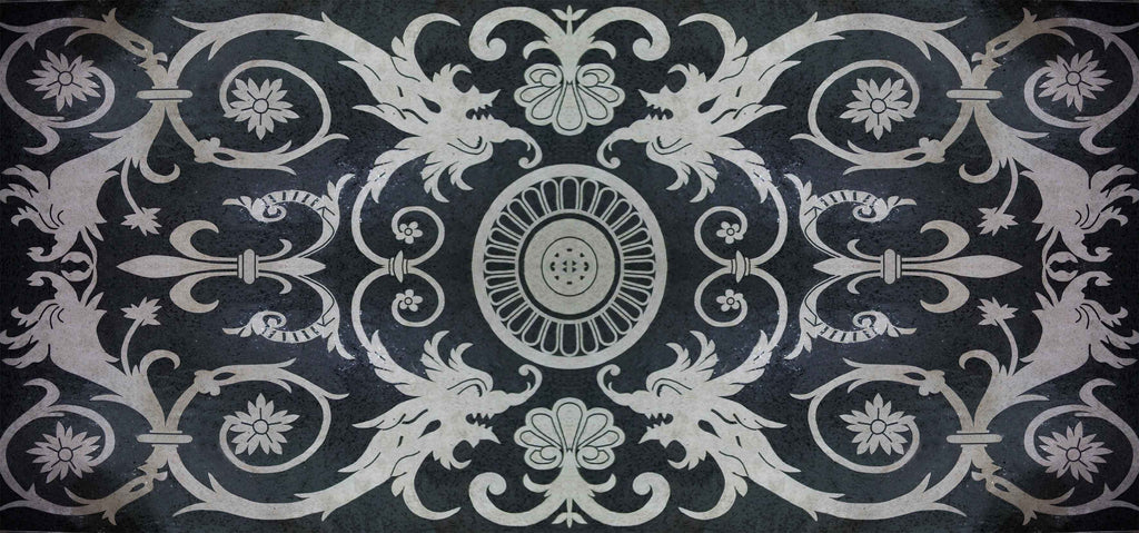 Arte em mosaico geométrico - tapete preto