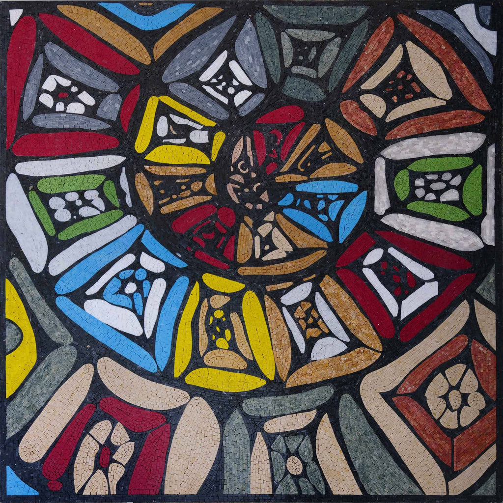 Arte em mosaico geométrico - ilusão multicolorida