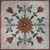 Geometric Mosaic - Five Red Flowers