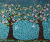 Arte em mosaico de vidro - árvores floridas