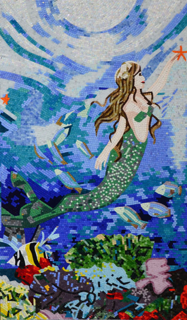 Arte del mosaico di vetro - Piastrella sirena