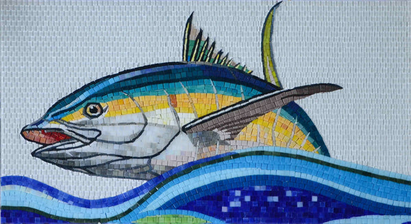 Swimming Fish Motif - Glass Mosaic Patterns Art - Mesh Backing