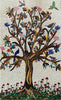 Mosaico di vetro - albero colorato e uccelli
