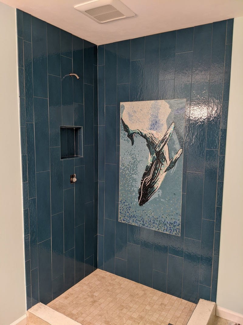 Arte de mosaico de vidrio - Ballena gigante