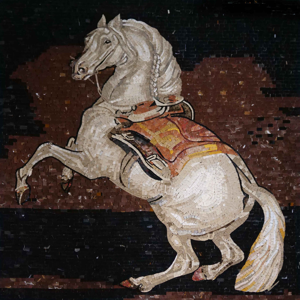 Arte del mosaico del caballo - Caballo de salto