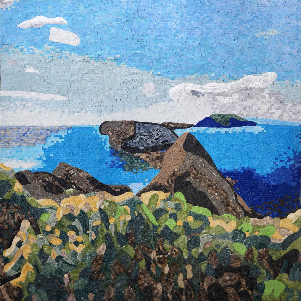 Arte em mosaico de paisagem - ilhas no mar