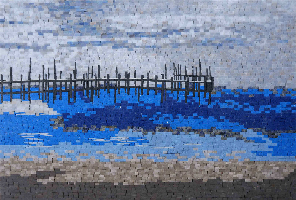 Landscape Mosaic Art - River Pier | Scenery | Mozaico
