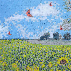 Landscape Mosaic - The Butterfly Field | Luxury Handcrafted Natural Stone Art