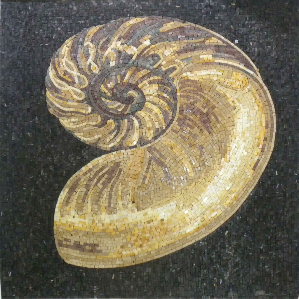 The Golden Seashell II Mosaic Artwork