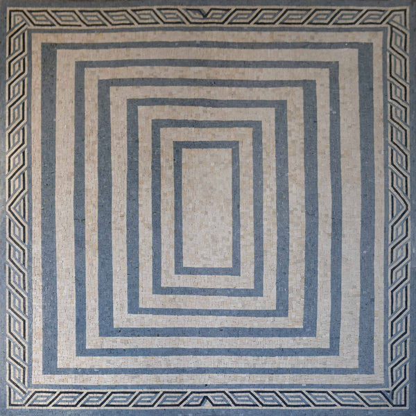 Concentric Squares Optical Illusion - Marble Mosaic Art - Mesh Backing