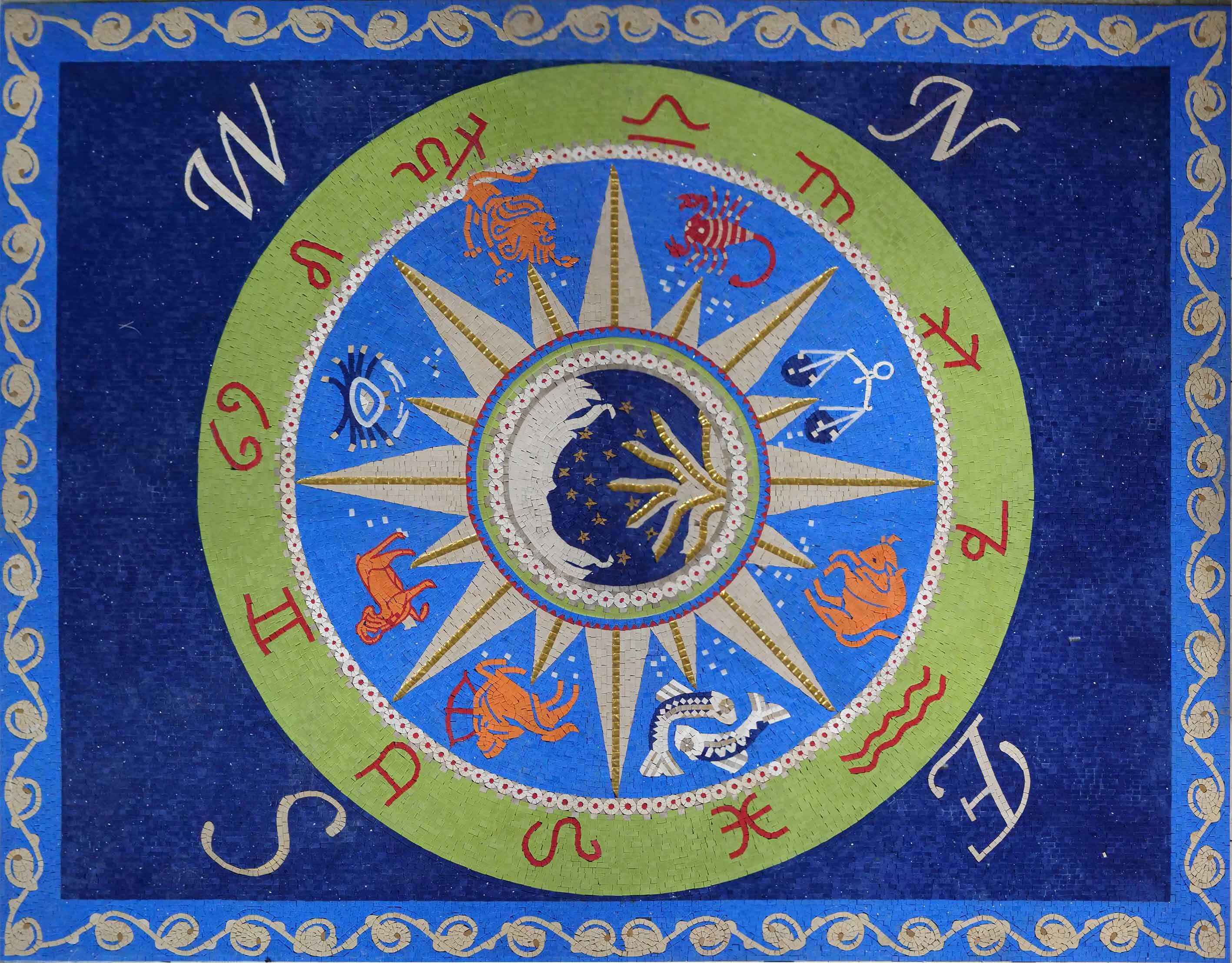 Astrology Design Compass Mosaic Art - Horoscope Design – Mozaico