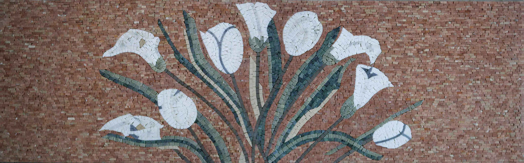 Mosaic Art - White Lilly Flowers