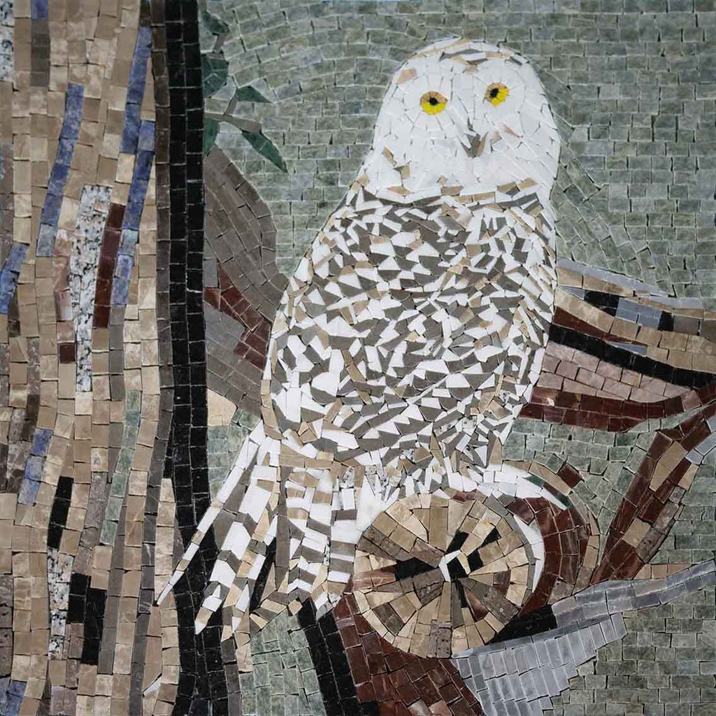 Obra de mosaico - Búho en una rama