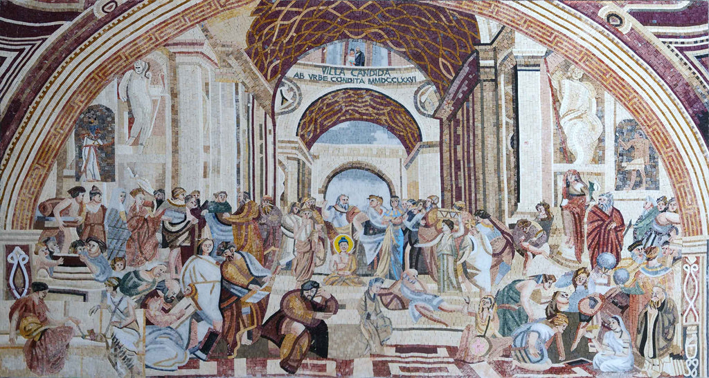 Opera d'arte in mosaico - "Scuola di Atene" di Rafael
