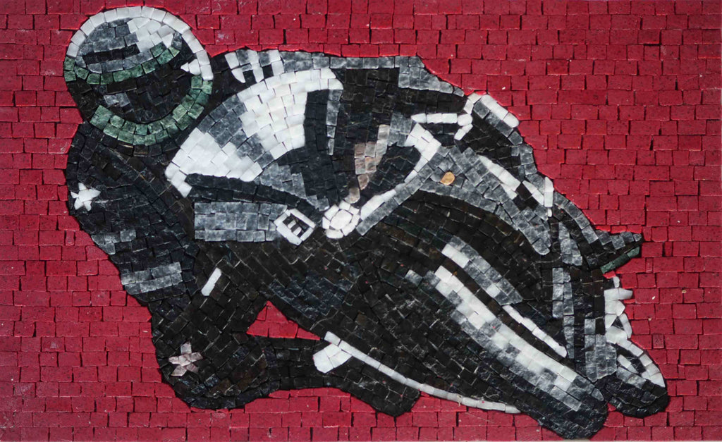 Opera d'arte a mosaico - Il motociclista nero