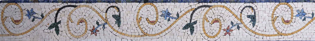 Arte de borda em mosaico - galhos de árvores girando