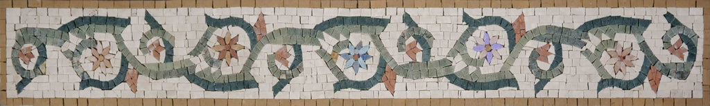 Bordure en mosaïque - Fleurs colorées