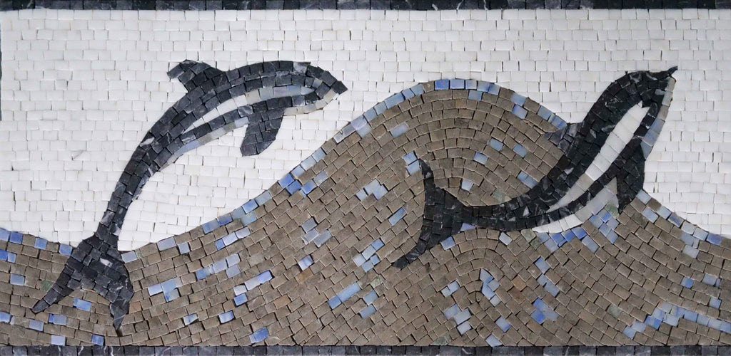 Borda em mosaico - design de baleia assassina