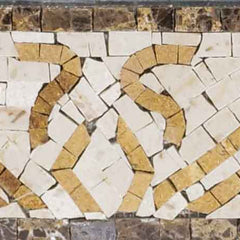 Swirling Vine Motif - Marble Custom Mosaic Border - Mesh Backing