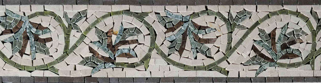 Borde de mosaico - Las hojas verdes