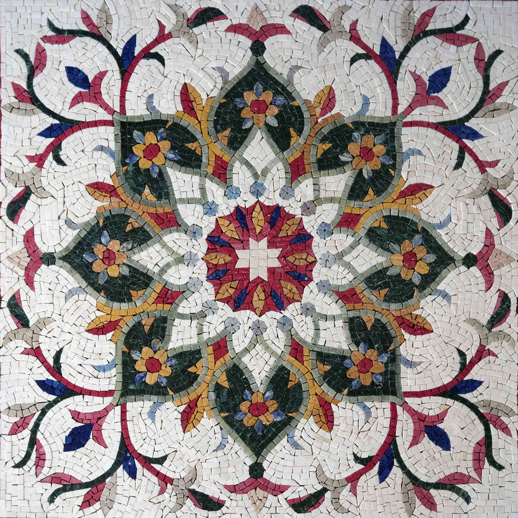 Mosaic Floral Geometric - Reddish Flowers