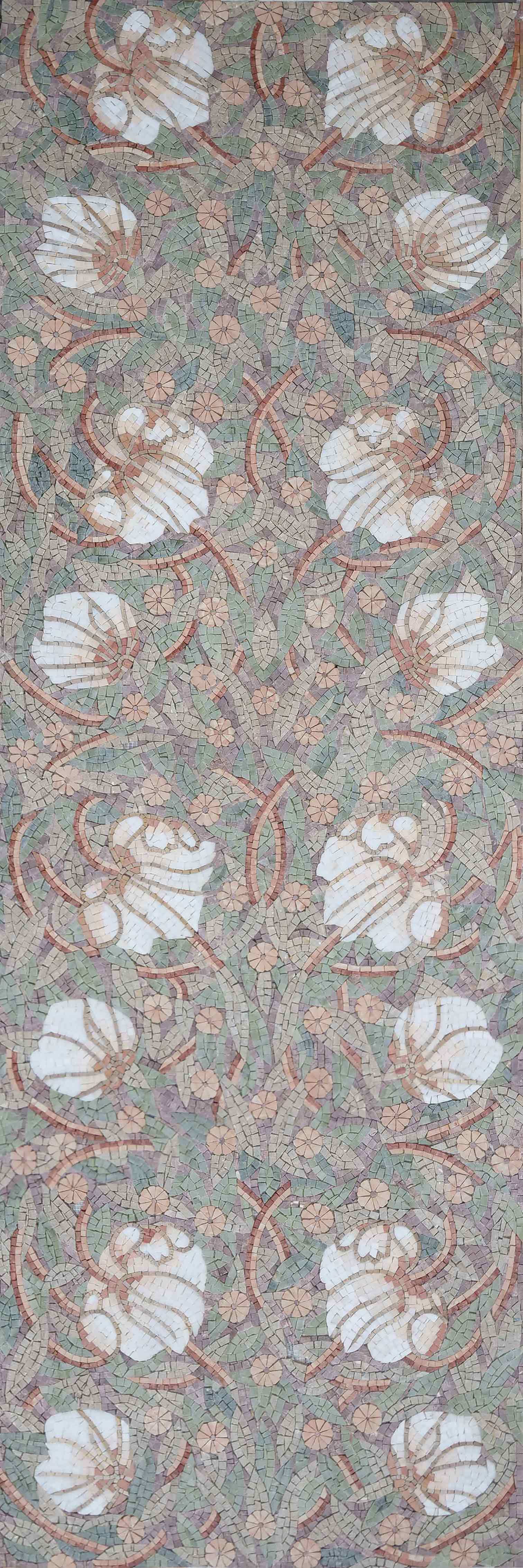 Mosake Patern Mosaic Pattern White Flowers | Mozaico
