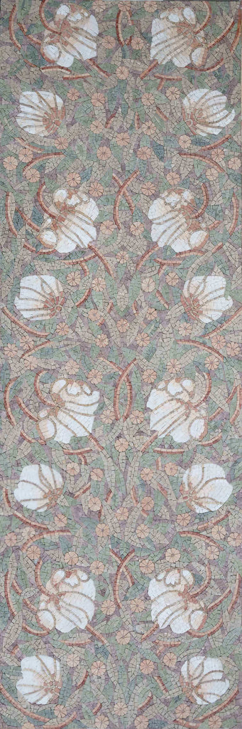 Patrón de mosaico - Flores blancas