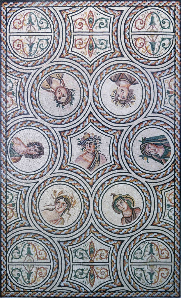 Mosaic Rug - Medallion Ancient Figures