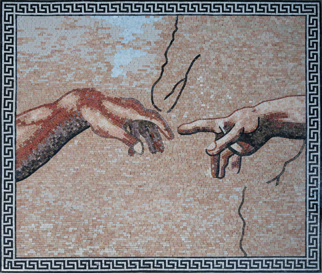 Placa para salpicaduras de azulejos de mosaico - Creación de Adán