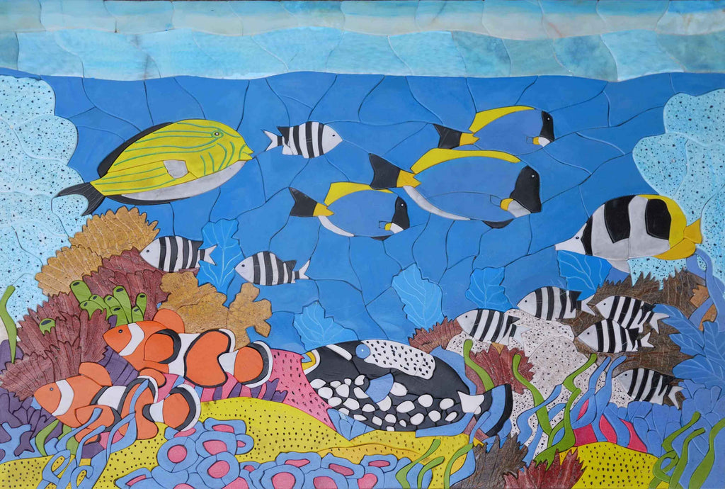 Mosaik-Ozean-Szene - Fischkunst